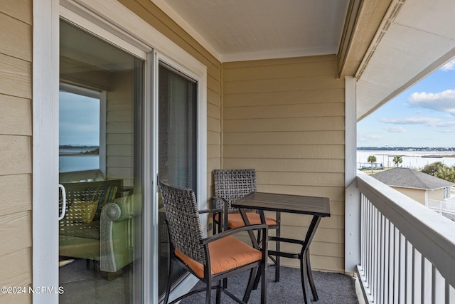 balcony with a water view