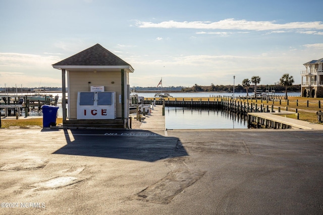 exterior space featuring a water view