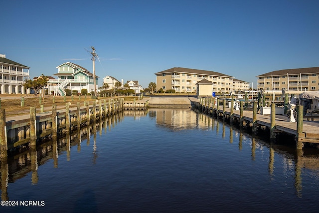 view of dock featuring a water view