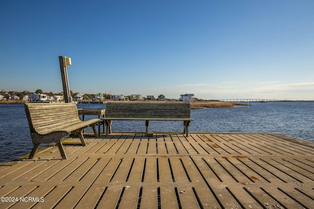 dock area with a water view