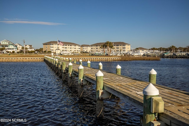 view of dock featuring a water view