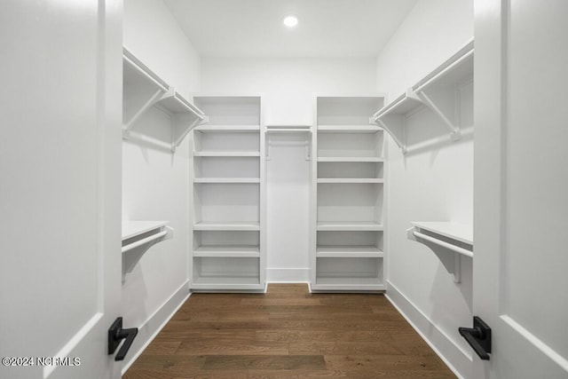 walk in closet featuring dark hardwood / wood-style flooring