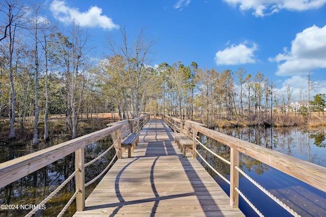 view of dock featuring a water view