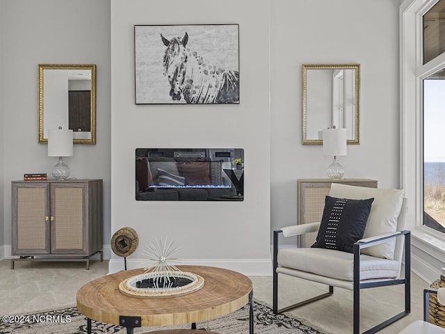 living area with baseboards