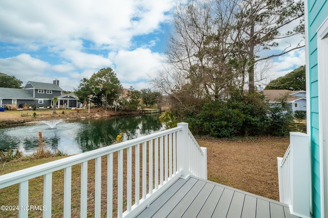 deck with a water view