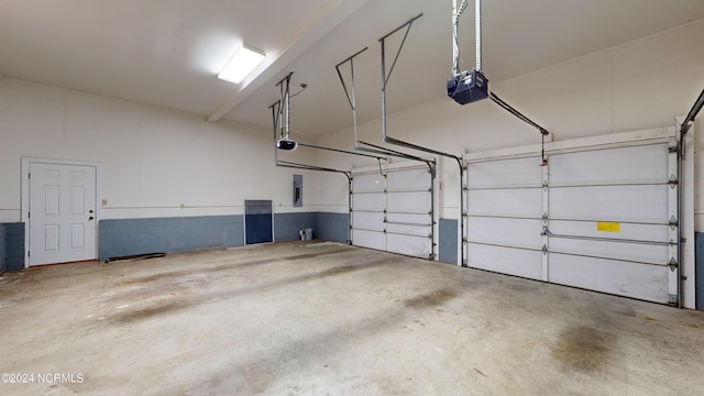 garage with a garage door opener