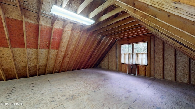 view of unfinished attic