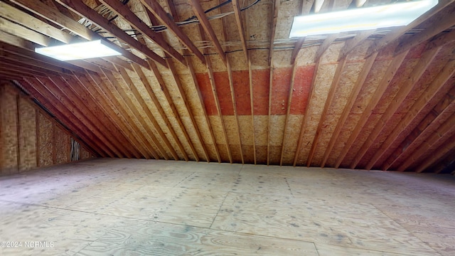 view of unfinished attic