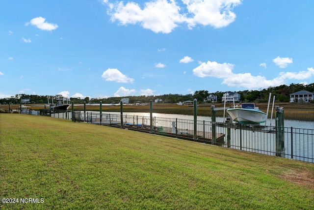 view of yard with a water view