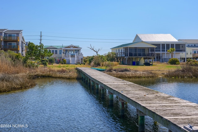 view of dock featuring a water view