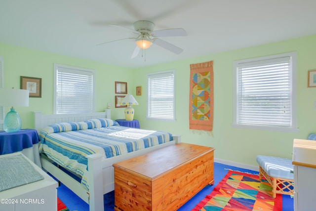 bedroom featuring ceiling fan