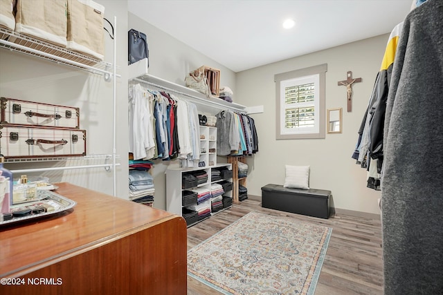 spacious closet with light wood-type flooring