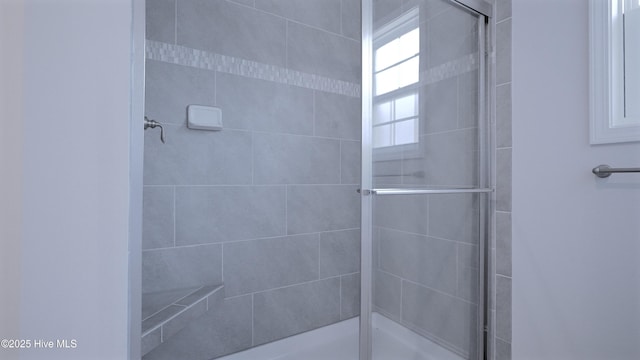 bathroom with a shower stall