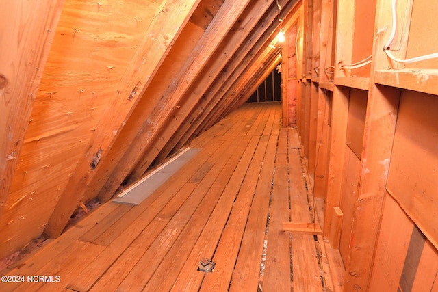 view of unfinished attic