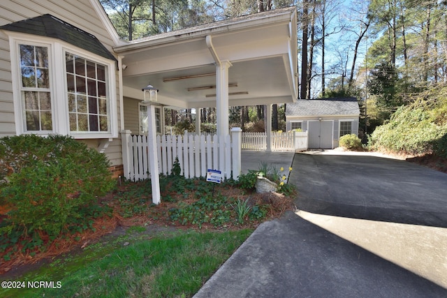 exterior space with an outdoor structure