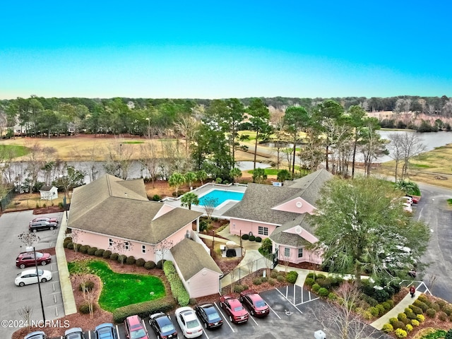 bird's eye view featuring a water view