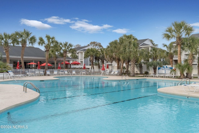 view of pool featuring a patio