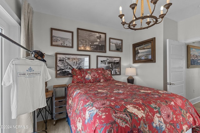 bedroom with light hardwood / wood-style floors