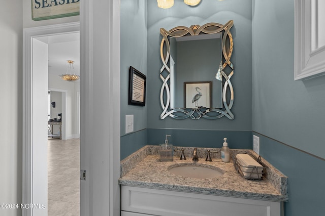 bathroom with vanity and tile patterned floors