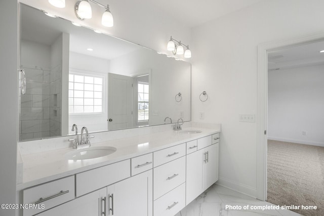 full bathroom featuring a garden tub and tiled shower