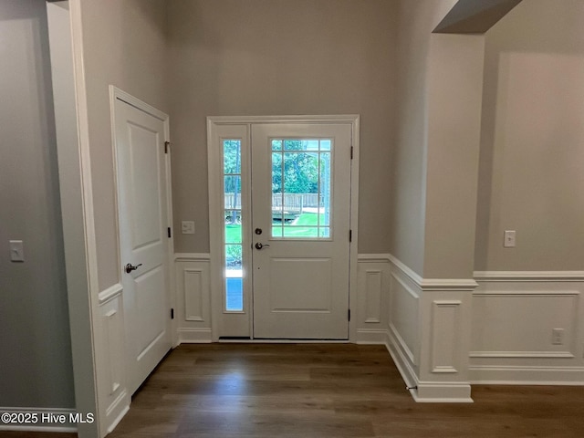 1114 Natal Dr SE, Bolivia, NC 28422 - foyer entrance with a decorative wall, dark wood-type flooring, and a wainscoted wall