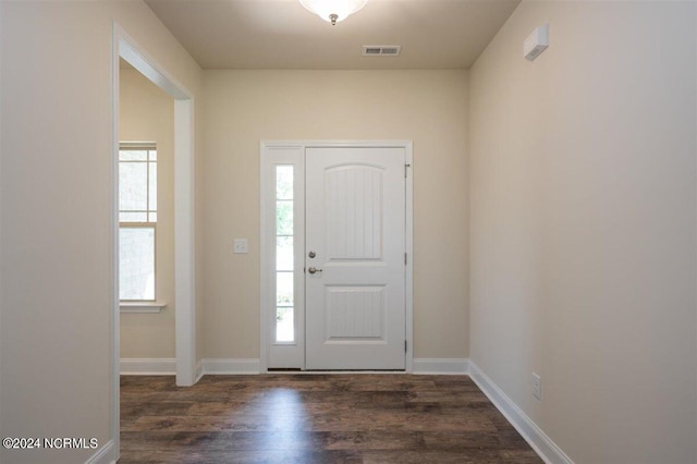 foyer featuring dark hardwood / wood-style floors