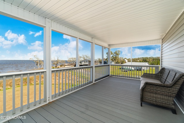 deck with a water view