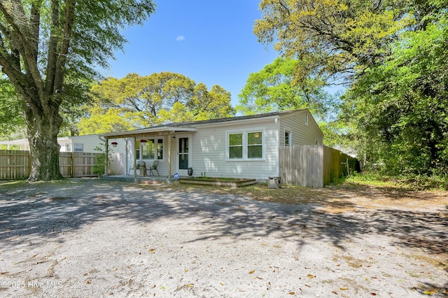 view of front of home with fence