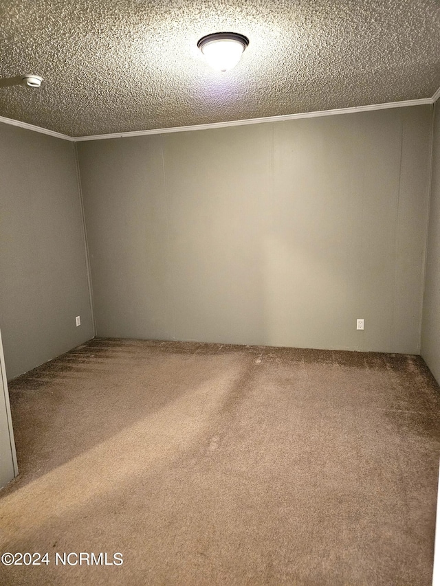 empty room with carpet flooring and a textured ceiling