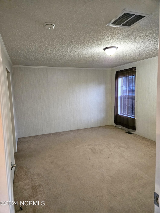 carpeted spare room featuring a textured ceiling