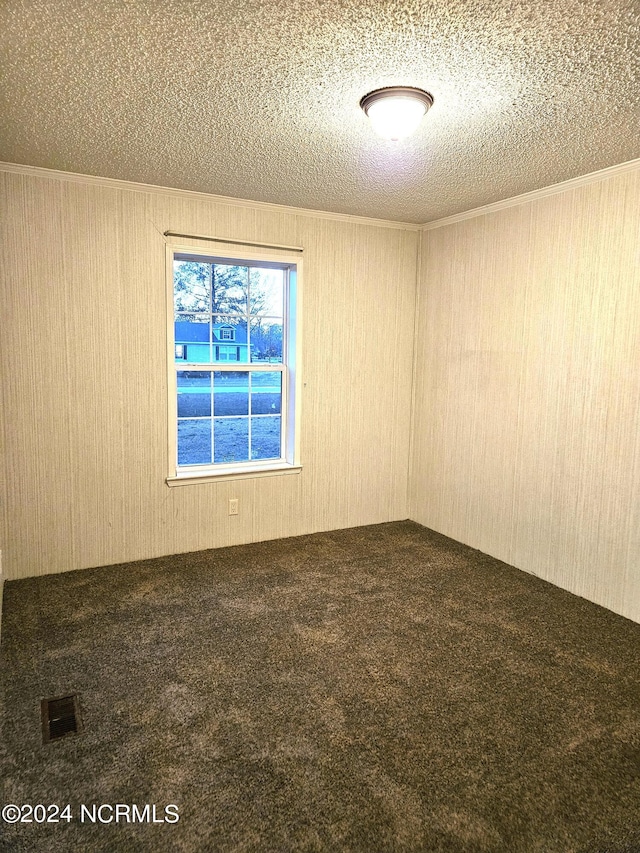 carpeted spare room featuring a textured ceiling