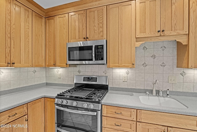 kitchen featuring sink, tasteful backsplash, and stainless steel appliances