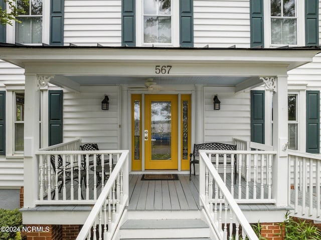 doorway to property featuring covered porch