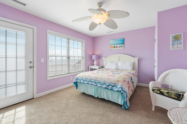 bedroom with carpet and ceiling fan