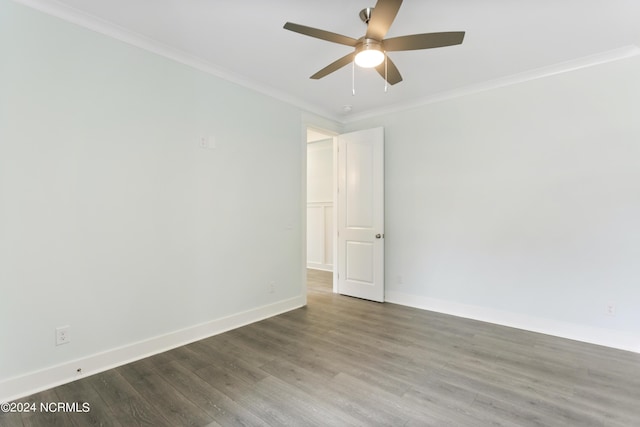 2058 Greenside Manor Dr, Ocean Isle Beach, NC 28469 - unfurnished room featuring crown molding, wood finished floors, a ceiling fan, and baseboards