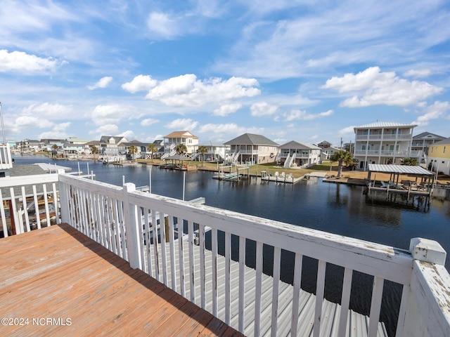 view of dock featuring a water view