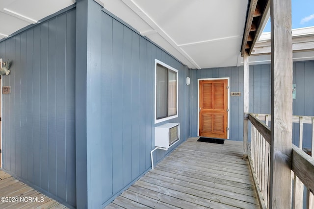 doorway to property with a deck