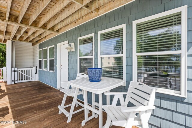 wooden terrace with covered porch