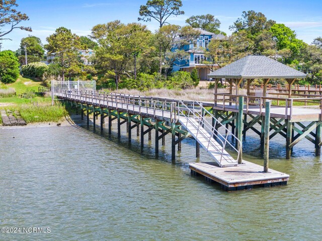 view of dock featuring a water view