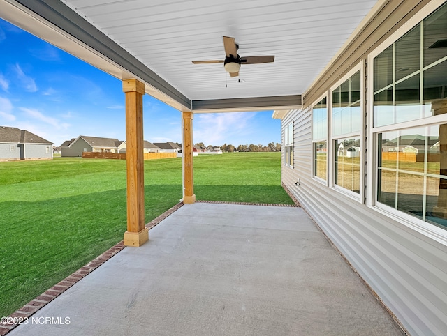 view of patio with ceiling fan