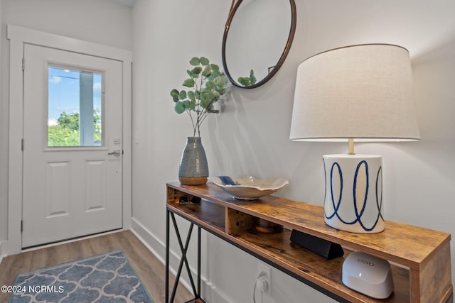 entryway with light hardwood / wood-style floors