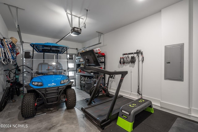 interior space with a garage door opener