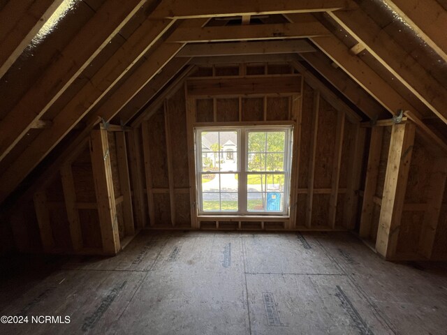 view of unfinished attic