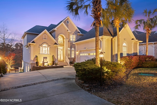 view of property with a garage