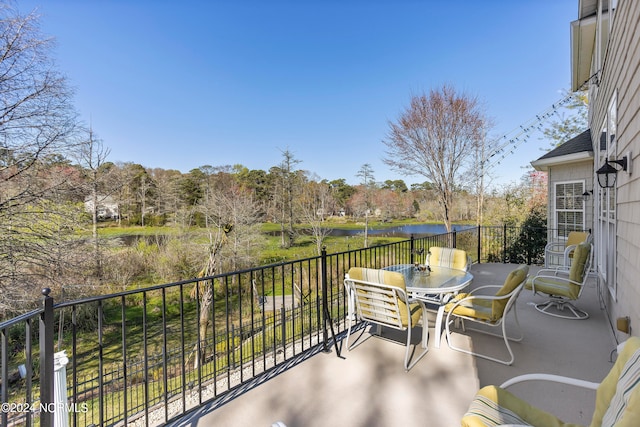 balcony with a water view