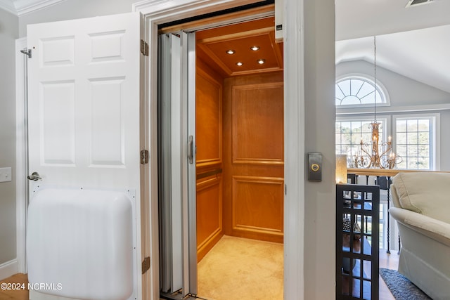 view of sauna with carpet floors