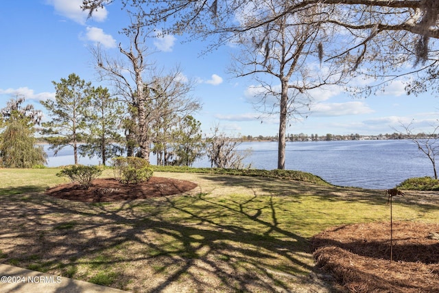 view of yard featuring a water view