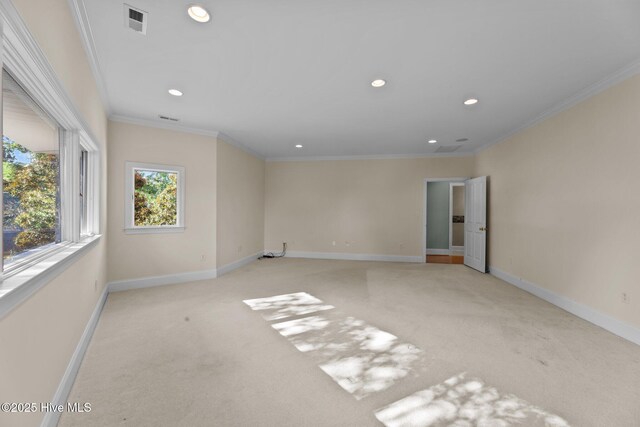 bathroom featuring crown molding and a bath