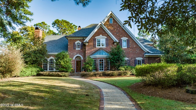 view of front facade with a front lawn