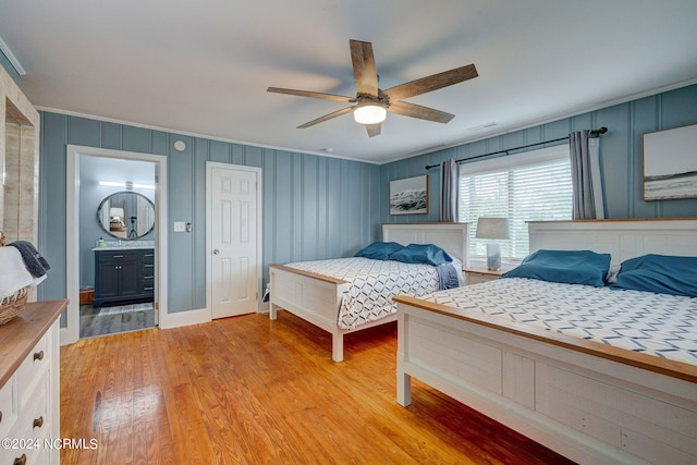 bedroom featuring ceiling fan and hardwood / wood-style floors